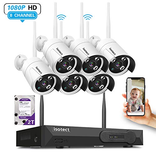 Product Cover [Newest Strong Version WiFi] Wireless Security Camera System, ISOTECT 8CH Full HD 1080P Video Security System, 6pcs Outdoor/Indoor IP Security Cameras, 65ft Night Vision and Easy Remote View, 2TB HDD