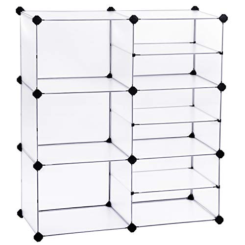 Product Cover SONGMICS Cube Storage Organizer, Interlocking Plastic Cubes with Divider Design, Modular Cabinet, Bookcase for Closet Bedroom Kid's Room, Includes Rubber Mallet, 32.7
