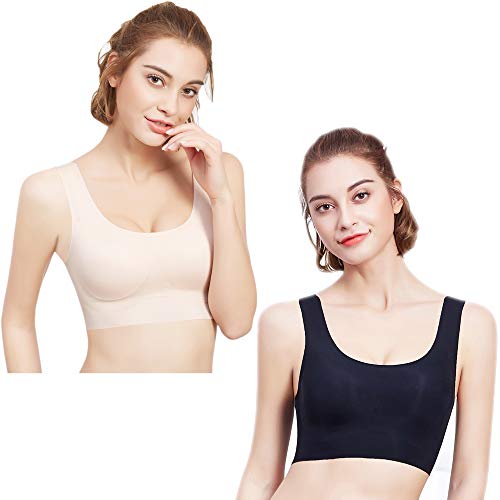 Product Cover PRETTYWELL Sleep Bras, Thin Soft Comfy Daily Bras, Seamless Leisure Bras for Women, A to D Cup, with Removable Pads