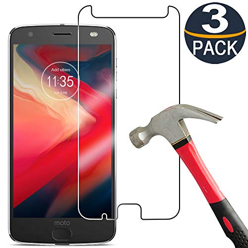 Product Cover [3 Pack] Moto Z2 Play Screen Protector Tempered Glass,[9H Hardness][Ultra Clear][Anti Scratch][Bubble Free] HD Clear Moto Z2 Play Tempered Glass Screen Protector Film for Moto Z2 Play