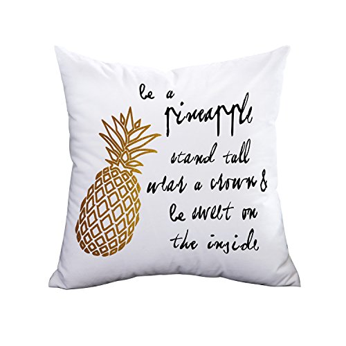 Product Cover Sunm Boutique Be a Pineapple Stand Tall Wear a Crown ans Be Sweet on The Inside Inspirational Quote Home Decorative Throw Pillow Case Cushion Cover