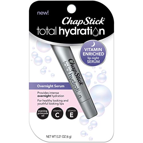 Product Cover Chapstick Total Hydration Vitamin Enriched Lip Night Serum (Almond Cream Flavor, 1 Tube), Vitamin c, Vitamin E, Contains Evening Primrose Oil, 0.21 Oz
