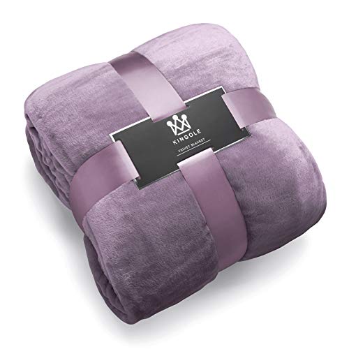 Product Cover Kingole Flannel Fleece Microfiber Throw Blanket, Luxury Lavender Purple King Size Lightweight Cozy Couch Bed Super Soft and Warm Plush Solid Color 350GSM (108 x 90 inches)