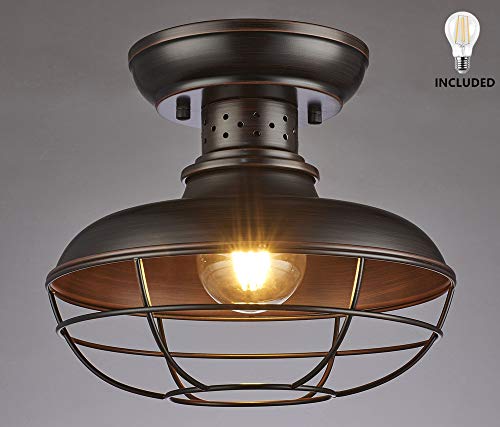 Product Cover SHUPREGU Lighting Semi Flush Mount Ceiling Light Fixture, Rustic Light Fixtures, Farmhouse Lighting with Brushed Antique Bronze Finish, 11.81D X 9.84H Led Bulb Included