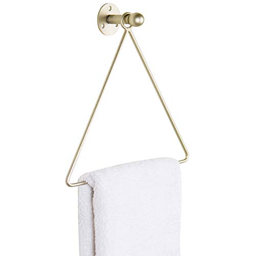 Product Cover MyGift Wall Mounted Light Gold Metal Finish Triangular Shaped Bathroom Hand Towel Ring