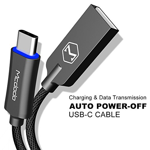 Product Cover MCDODO Type C Cable Auto Disconnect Smart Charging Male to Male USB C Cable Fast Charge for Samsung Galaxy S9 S8 Note 8, Pixel, LG V30 G6 G5, Nintendo Switch, OnePlus 5 3T(Black, 1.5M)