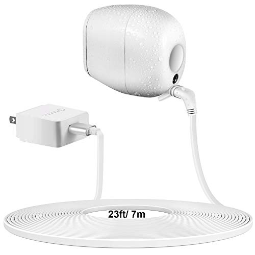 Product Cover Power Adapter Compatible with Arlo Pro and Arlo Pro 2, QC3.0 Quick Charge and Weatherproof Outdoor 23 Feet/ 7 m Power Cable (White)