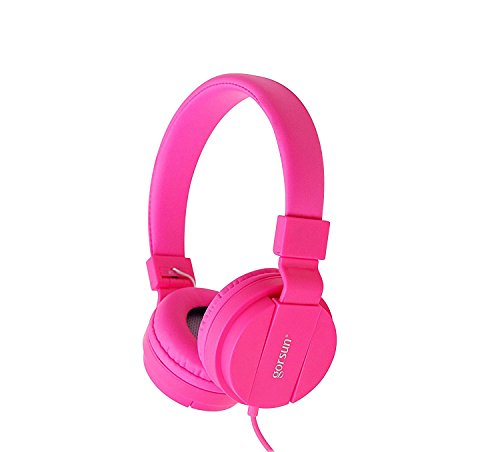 Product Cover Kids Headphones for Girls, Comfortable Wired Foldable Headset for Children & Toddlers, Soft On-Ear Lightweight Child Earphones for Little School Girls, Kindergarten Kids (Pink)