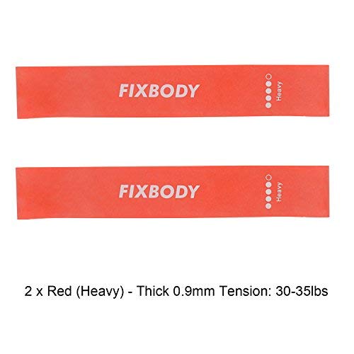 Product Cover FIXBODY Exercise Loops Resistance Bands for Home Fitness, Stretching, Pilates, Yoga, Rehab, Physical Therapy and More with Instruction Guide (Red - 2 Pack)