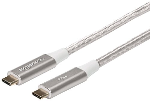 Product Cover AmazonBasics Double Braided Nylon USB-C to USB-C 3.1 Gen 1 Cable with Power Delivery (5 Gbps) | 6 feet, Silver