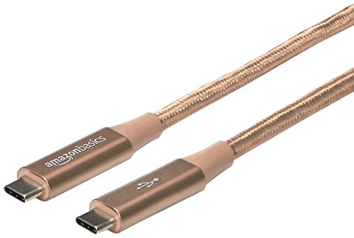 Product Cover AmazonBasics Double Braided Nylon USB-C to USB-C 3.1 Gen 2 Cable with Power Delivery (10 Gbps) | 3 feet, Gold
