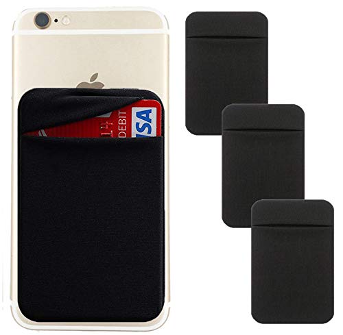 Product Cover Adhesive Phone Pocket,Cell Phone Stick On Card Wallet,Credit Cards/ID Card Holder(Double Secure) with 3M Sticker for Back of iPhone,Android and All Smartphones. (Black)