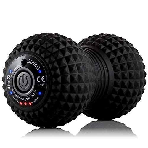 Product Cover SUVIUS Peanut Electric Vibrating Rechargeable Foam Roller - 4 Intensity Levels for Firm Battery-Powered Deep Tissue Recovery, Training, Massage - Therapeutic Back and Muscle Massage Roller (Black)