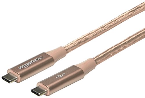 Product Cover AmazonBasics Double Braided Nylon USB-C to USB-C 3.1 Gen 1 Cable with Power Delivery (5 Gbps) | 6 feet, Gold