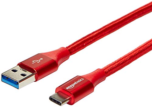 Product Cover AmazonBasics Double Braided Nylon USB Type-C to Type-A 3.1 Gen 1 Charger Cable | 10 feet, Red