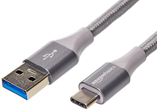 Product Cover AmazonBasics Double Braided Nylon USB Type-C to Type-A 3.1 Gen 2 Cable, 3 Feet (0.9 Meters) - Dark Grey