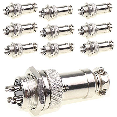 Product Cover Aviation Plug Connector 10 Pairs Male Female Panel Metal Wire Connector 16mm Socket (4 Pins 10-Pack)