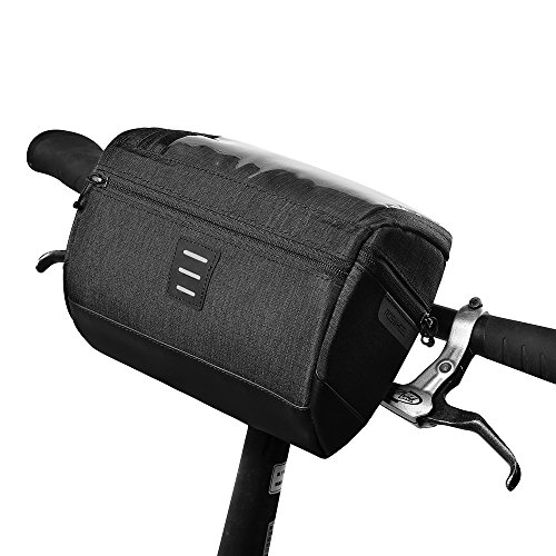 Product Cover Roswheel Bike Handlebar Bag, Cycling Handlebar Storage Basket Bag Mountain Bicycle Front Frame Bag Pannier Pouch with Biking Transparent Water Resistant Touch Screen Phone Holder for Road MTB Outdoor