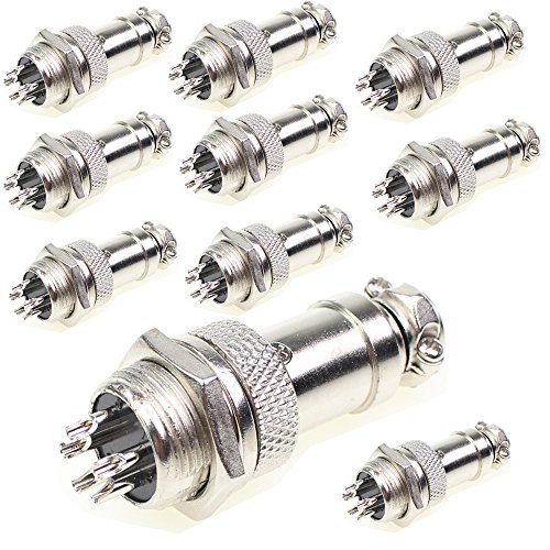 Product Cover Aviation Plug Connector 10 Pairs Male Female Panel Metal Wire Connector 16mm Socket (5 Pins 10-Pack)