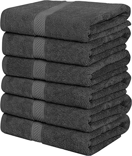 Product Cover Utopia Towels Cotton Bath Towels, 6 Pack, (24 x 48 Inches), Pool Towels and Gym Towels, Grey