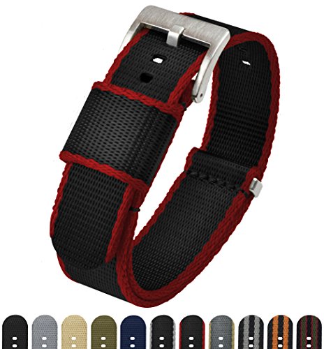Product Cover BARTON Watch Bands - Jetson NATO Style Watch Strap - Seatbelt Nylon Weave - Stainless Steel Buckle - Choice of Color & Width 18mm, 20mm, 22mm or 24mm - Seat Belt Nylon Watch Bands