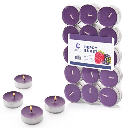 Product Cover Berry Burst Scented Tealight Candles Purple - 30 Pack - Great for Holiday and Christmas Made in USA (Berry Burst)