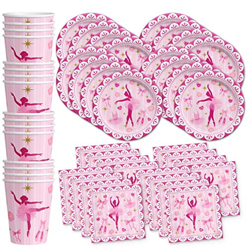 Product Cover Little Ballerina Birthday Party Supplies Set Plates Napkins Cups Tableware Kit for 16