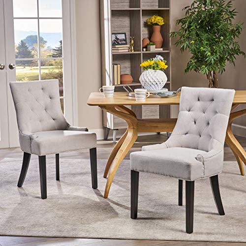 Product Cover Christopher Knight Home Hayden Fabric Dining Chairs (Set of 2), Light Gray
