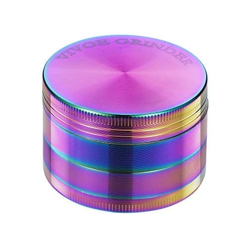 Product Cover Grinder - 4 Pieces Zinc Alloy Pollen Rainbow Grinders Spice Grinder Colorful Metal Crusher with magnetic top (52mm(2inch))