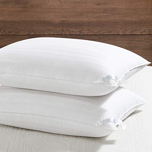Product Cover downluxe Down Alternative Standard Size Pillows (2 Pack) - 100% Breathable Cotton Cover, Premium Hotel Collection Soft Bed Pillows for Sleeping, 20 X 26