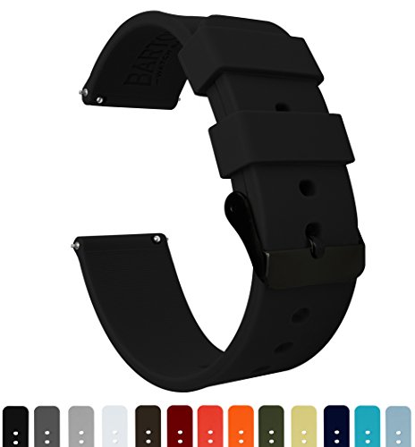 Product Cover BARTON Watch Bands - Soft Silicone Quick Release Straps - Black Buckle - Choose Color & Width - 16mm, 18mm, 20mm, 22mm, 24mm - Silky Smooth Rubber Watch Bands