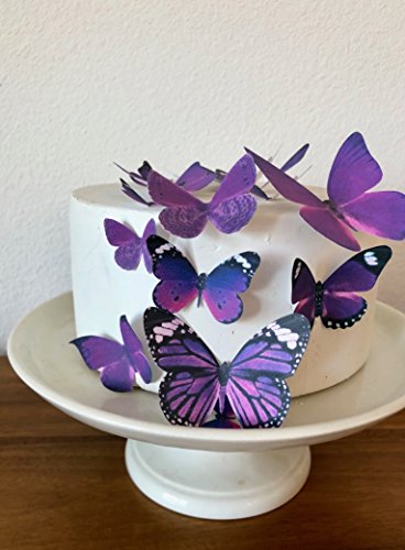 Product Cover Edible Butterflies - Assorted Royal Purple Set of 15 - Cake and Cupcake Toppers, Decoration