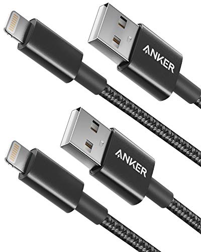 Product Cover Anker 3.3ft Premium Nylon Lightning Cable [2-Pack], Apple MFi Certified for iPhone Chargers, iPhone Xs/XS Max/XR/X / 8/8 Plus / 7/7 Plus / 6/6 Plus / 5s, iPad Pro Air 2, and More(Black)