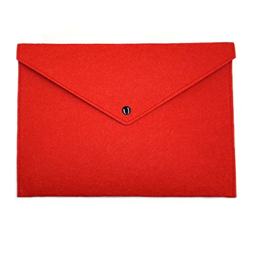 Product Cover ERCENTURY Felt File Folder, Durable Briefcase, Document Bag, Paper File Folders, Portfolio Case, Letter Envelope, Handbag Button Closure, for Office Home School Stationery (Red)