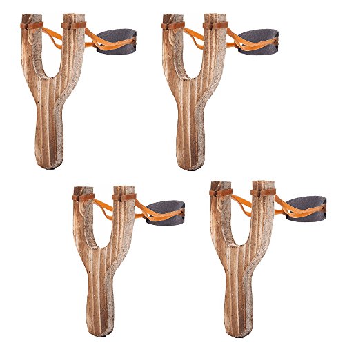 Product Cover ZHU YU CHUN Hand-Carved Wooden Slingshots Toys with Hunting Catapult Game,Hunting for Kids Children Adults (Pack of 4)