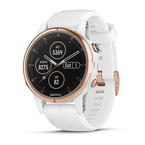 Product Cover Garmin fēnix 5S Plus, Smaller-Sized Multisport GPS Smartwatch, Features Color Topo Maps, Heart Rate Monitoring, Music and Pay, White/Rose Gold