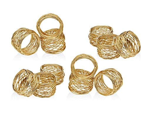 Product Cover ARN CRAFTS Golden Round Mesh Napkin Rings- Set of 12 for Weddings Dinner Parties or Every Day Use ...CW-6-12