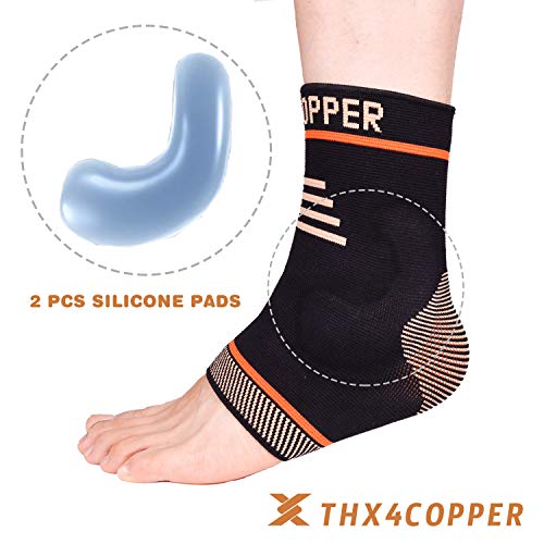 Product Cover Thx4COPPERr Infused Compression Ankle Brace, Silicone Ankle Sleeve Support, Pain Relief from Plantar Fasciitis, Achilles Tendonitis- Reduce Foot Swelling & Prevent Ankle Injuries