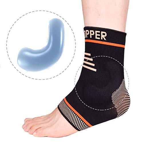Product Cover Thx4 Copper Infused Compression Ankle Brace, Silicone Ankle Sleeve Support, Pain Relief from Plantar Fasciitis, Achilles Tendonitis- Reduce Foot Swelling & Prevent Ankle Injuries-M