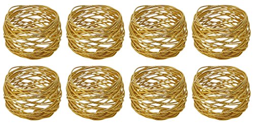 Product Cover ARN Craft Golden Round Mesh Napkin Rings- Set of 8 for Weddings Dinner Parties or Every Day Use (CW- 06-8)