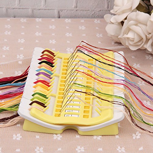 Product Cover Pueri Embroidery Floss Organizer 50 Positions Sewing Needle Pins Holder Cross Stitch Kit Embroidery Thread Project Dedicated Tool DIY Sewing Tools (jelly yellow)