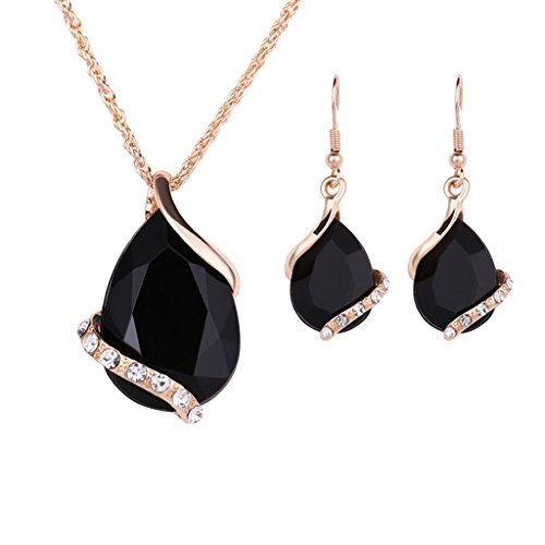 Product Cover JAGENIE Imitate Crystal Earrings Pendant Necklace Geometric Design Jewelry Set for Women