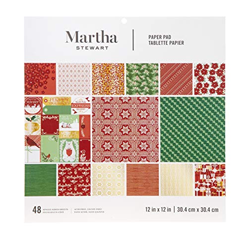 Product Cover Martha Stewart 30068358 Paper Pad-Red/White/Greenery 12x12 Paperpad, 12 x 12 inches, Multicolor