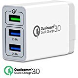 Product Cover Dual Quick Charge 3.0 USB Fast Travel Wall Charger Adapter, QC3.0 2.0 Smart Ports 30W Travel Wall Fast Charger Adapter Charging Block Plug for iPhoneXS/x/8/7 SamsungS9/S8,Note8/7,LG,iPd,Nexus,HTC&more