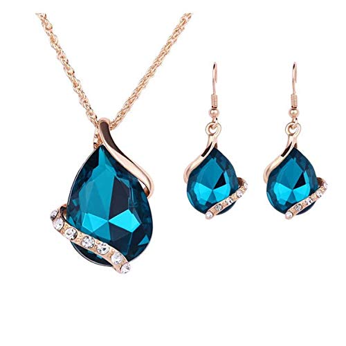 Product Cover JAGENIE Waterdrop Design Rhinestone Pendant Necklace Hook Earrings Chic Lady Jewelry Set