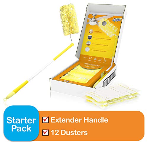 Product Cover Swiffer Dusters Heavy Duty Extender Handle Starter Kit (1 Handle, 12 Dusters)