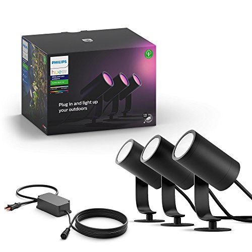 Product Cover Philips Hue White & Color Ambiance Outdoor Smart Spot light Base kit 3 Hue White & Color Ambiance Smart Spot Lights, power supply and mounting kit, Works with Alexa, Apple HomeKit and Google Assistant
