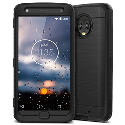 Product Cover CinoCase Moto X4 Case, X4 Phone Case Heavy Duty Rugged Armor Protective Case Hybrid TPU Bumper Shockproof Case with Brushed Metal Texture Hard PC Back for Moto X4 Black