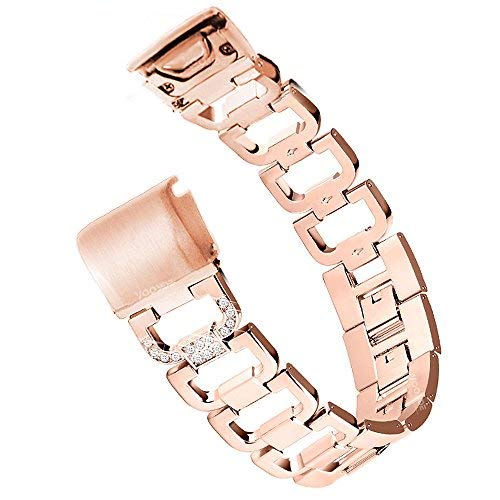 Product Cover Fenix 5S Watch Band, YOOSIDE 20mm Easy Fit Stainless Steel Metal Bling-Bling Quick Release Watch Band Strap for Garmin Fenix 5S/5S Plus,Fit Wrist 4.7-8.2 inch (D Rose Gold)