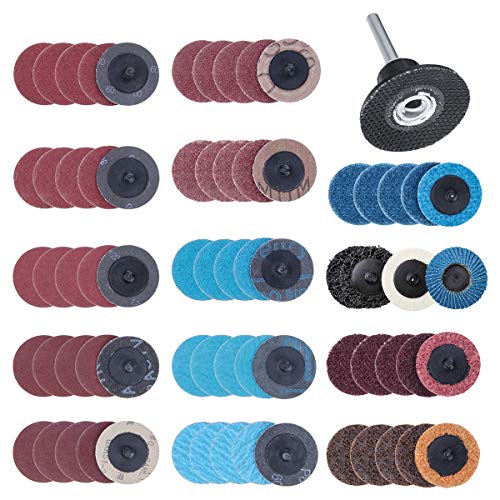 Product Cover DRILLPRO 70Pcs Sanding Discs Set, 2 inch Roloc Quick Change Discs with 1/4 inch holder, Surface Conditioning Discs for Die Grinder Surface Strip Grind Polish Burr Finish Rust Paint Removal(Updated)